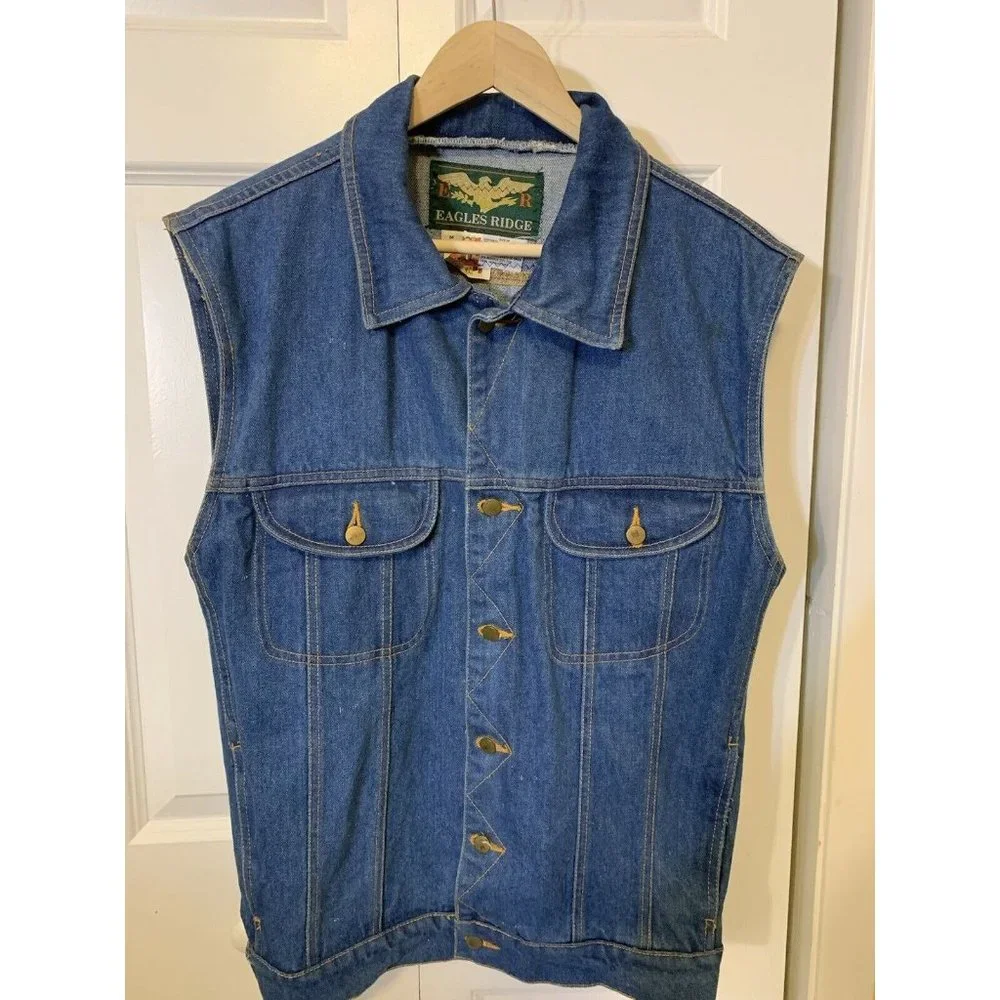 Vtg 1994 Warner Brothers Eagle Ridge -Looney Tunes  Denim Sleeveless Vest-M Blue - Picture 6 of 9